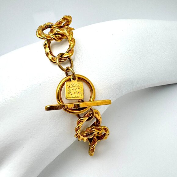Anne Klein Bracelet Vintage Gold Tone Toggle Clasp Link Chain 8 inches - Picture 1 of 5